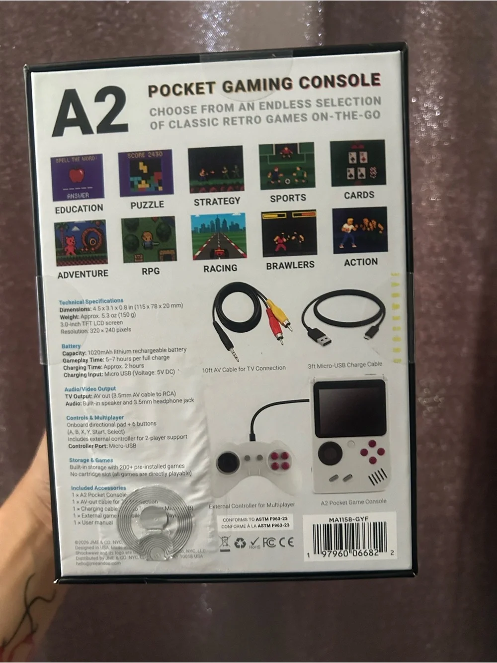 Pocket Gaming Console - White Portable Handheld